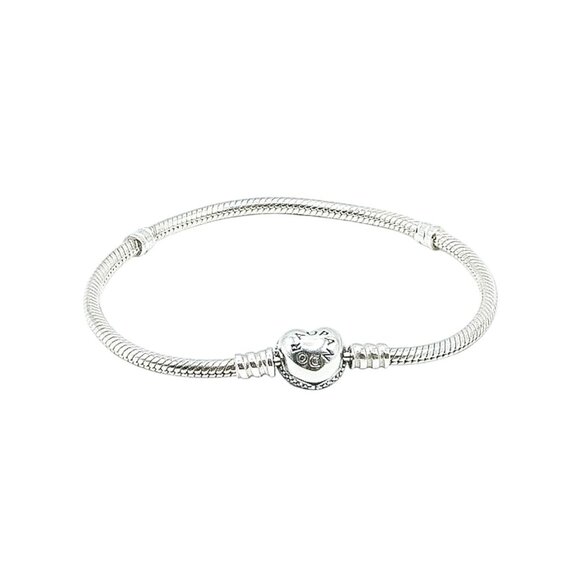 PANDORA Moments Sparkling Sterling Silver Charm Bracelet With Heart Pave Clasp - Picture 2 of 4